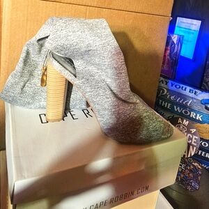 Cape Robbin Heather Gray Sock Boot Heels Slightly Worn